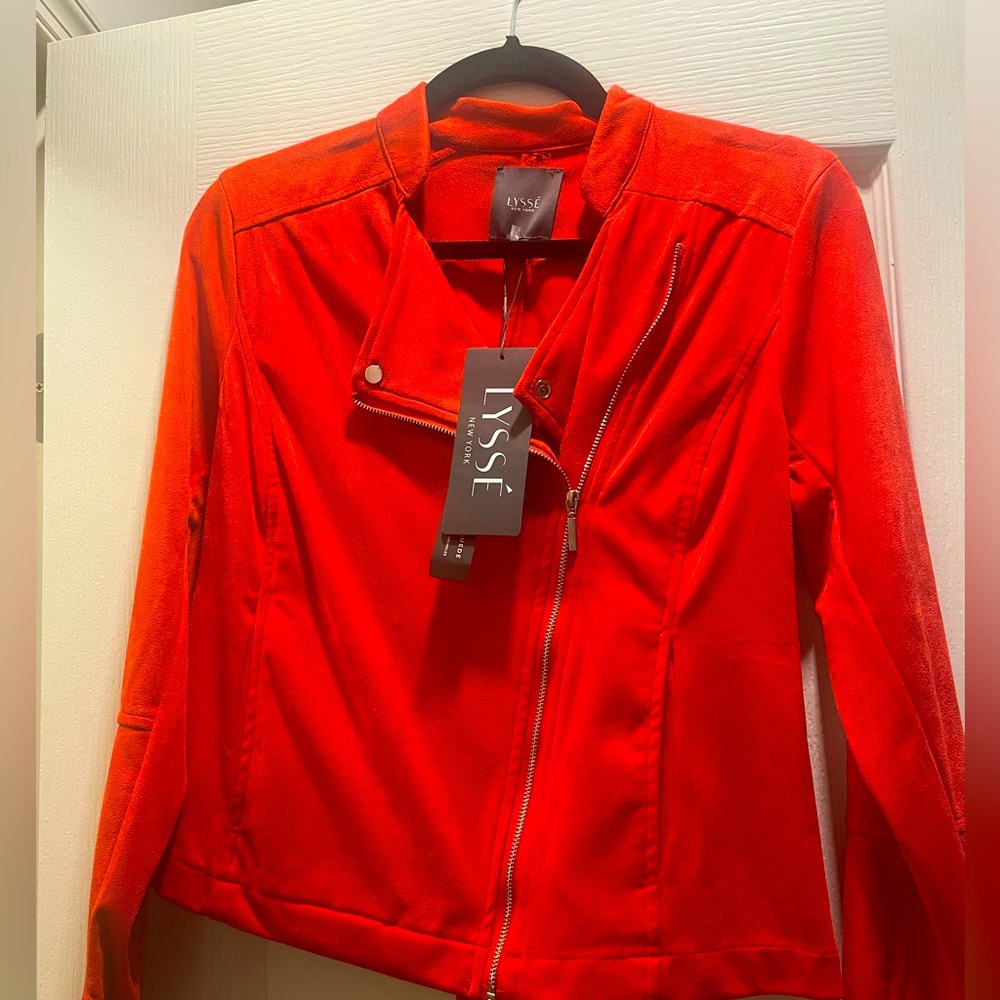 NWT lysse faux suede jacket in red flare.